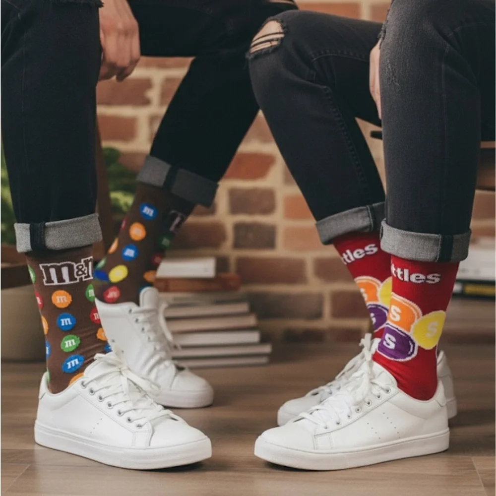 2 pack Skittles‎ and MMs Crew Socks Bundle Mens Shoe Size 6-12 Candy 2 pack NWT